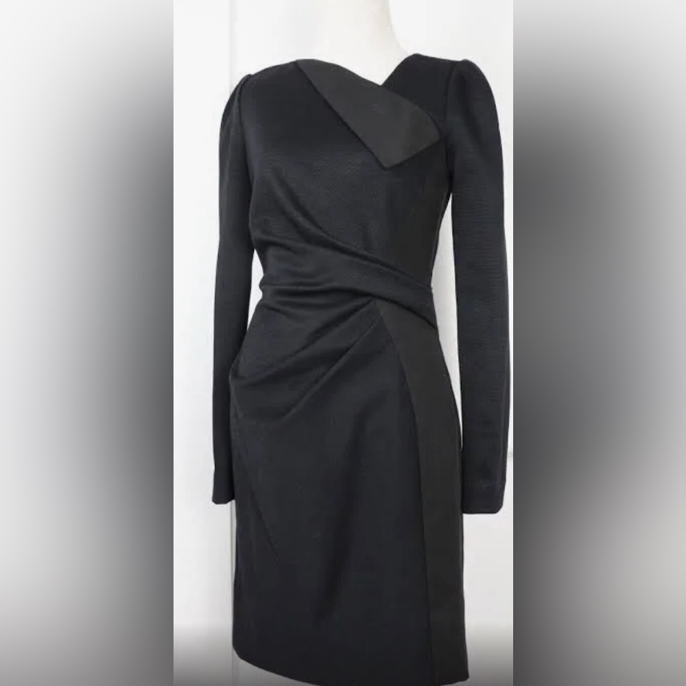 J.Mendel black long sleep dress with waist gathering